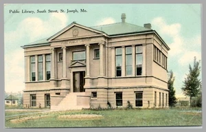 Public Library South Street St. Joseph Missouri MO c1910 DB UNP Postcard - Picture 1 of 2