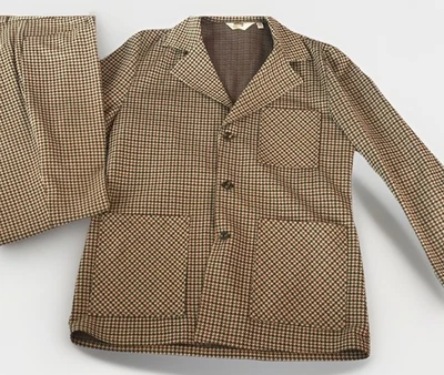Vintage Montgomery Ward Plaid 2 Piece Set 44 Long Leisure Suit Men's 60s 70s - Image 1 of 4