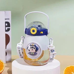 Borraccia grande per bambini 34 oz con cinturino, blu navy - Foto 1 di 1