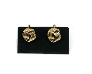 Vintage Trifari Gold Tone Knot Stud Clip on Earrings Signed Jewelry - Picture 1 of 5