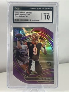 Joe Burrow Rookie 2020 púrpura troquelado nivel de campo SP RC Prizm CGC 10 gemas como nuevo - Imagen 1 de 5