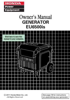 Manual del propietario del generador Honda EU6500is 2011 guía del modelo Foto 1 de 4