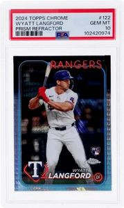 2024 Topps cromo Wyatt Langford refractor de prisma #122 PSA 10 novato radiocontrol - Imagen 1 de 2