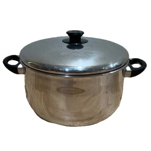 Pentole vintage Estia Gourmet Tri Ply inox grande 8 qt forno olandese pentola stock - Foto 1 di 12