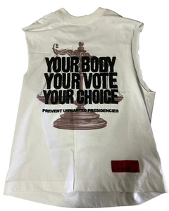 CHNGE Unisex Your Vote Your Choice Statement Crew Sleeveless T-Shirt White - Picture 1 of 3