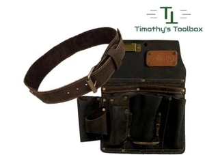 Ox Pro Top Grain Leather Drywall Tool Pouch (12-Pocket) + 3" Tool Belt - Picture 1 of 3