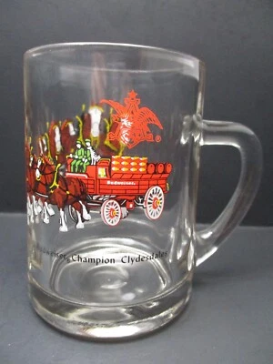 Budweiser Champion Clydesdale Horses Draft Beer Mug Glass Small 12oz - Image 1 of 4