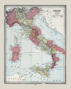1883 Map of Italy - Picture 1 of 4
