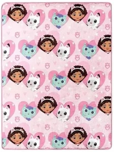 Gabby's Dollhouse "Pink Hearts" Kids 46" x 60" Throw Blanket - W50806170912 - Picture 1 of 4