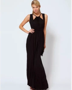 NWT French Connection Beaded Maxi Dress 6 Black Gunmetal Whimsigoth Event - Picture 1 of 13