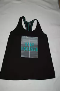 Womens Athletic Tank Top BLACK RACERBACK Soft "STAY FOCUSED" XS S M L XL XXL - Picture 1 of 2