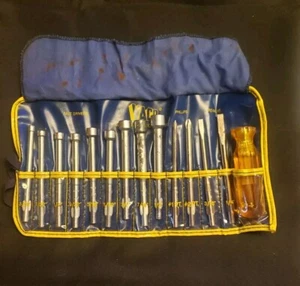 Vintage Vaco Vacomb 14 Pc Screw & Nut Driver Set No. 90000 Roll Up 90-1 Handle - Picture 1 of 16