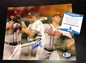 FOTO JOHN SMOLTZ FIRMADA ATLANTA BRAVES 8X10 BECKETT AUTENTICIDAD MULTIIMAGEN GRIS - Imagen 1 de 1
