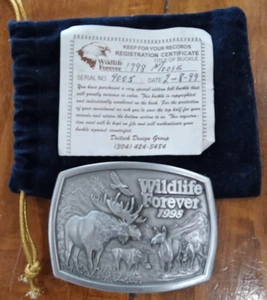 1998 WILDLIFE FOREVER BELT BUCKLE ~THE MOOSE~ #4005 GREAT DETAIL - Picture 1 of 5