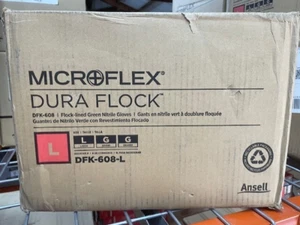 GUANTE DE NITRILO VERDE FORRADO 8MIL DURA FLOCK Microflex MFXDFK608L L (Estuche) - Imagen 1 de 2