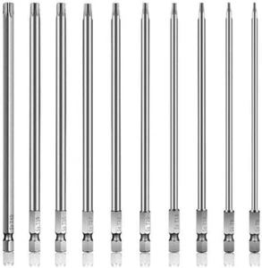 10Pcs 6 in T6 - T40 Security Torx Bit Set - Torx Star Drive Security Screws - S2 - Picture 1 of 12