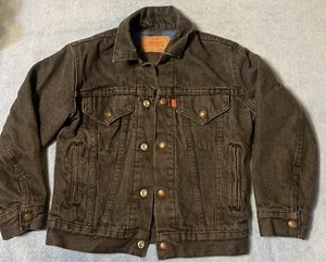 Levi’s Black Denim Jacket Snap Front Flannel Lined Youth Size 12 - Picture 1 of 5