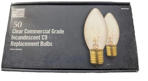 New Home Accents Holiday 50 Clear Grade Incandescent C9 Light Bulbs Steady Lit - Picture 1 of 3