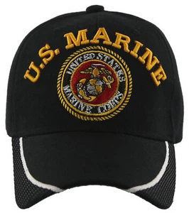 ¡NUEVO! SOMBRERO GORRA DE BOLA USMC MALLA LATERAL DEL CUERPO DE MARINES DE EE. UU. NEGRO - Imagen 1 de 4