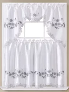 3PC SET WINDOW EMBROIDERY KITCHEN CURTAIN GREY (FLOWER) 🔥FREE SHIPPING 🔥 - Picture 1 of 2