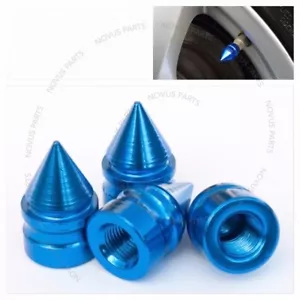4x Tire Valve Cap Spike Shape Blue with Rubber Ring Air Seal For Mazda B4000 6 3 - Picture 1 of 4