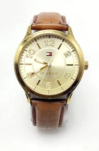Tommy Hilfiger Watch Brown Leather Gold Tone Dial & Bezel 244 3.38.1622 - Imagen 1 de 19