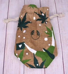 The Body Shop Green Hemp Leaves 100% Natural Jute Drawstring Pouch Bag NEW - Picture 1 of 7