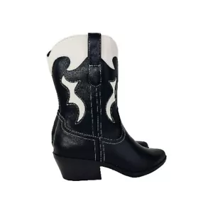 Black & WHITE Inlay COWBOY BOOTS No Boundaries Zip Classic Western Womens 9 - Picture 1 of 8
