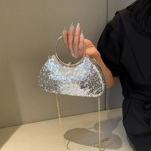 Bolso de mano con caja brillante estrás para damas Bolso sin asas Bolso de banquete de noche Mujeres GB - Imagen 1 de 16