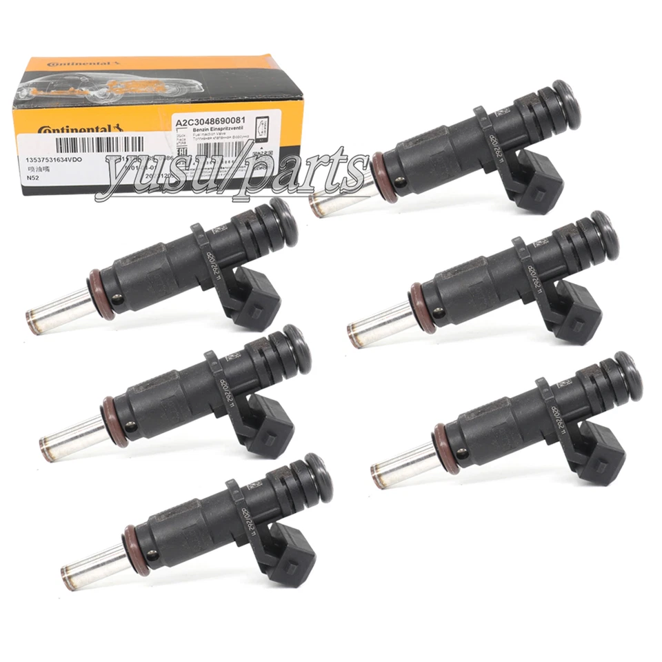 OEM VDO 6x Genuine Fuel Injector For BMW 328i 330i 525i 528i 530i X3 13537531634 - Image 1 of 4