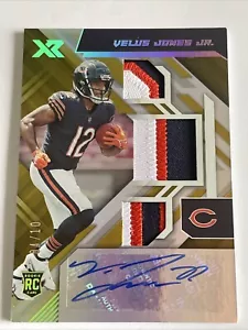2022 XR Football Velus Jones Jr RPA #230 Rookie Patch AUTO Gold 4/10 Bears - Picture 1 of 2