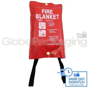 QUALITY QUICK RELEASE LARGE FIRE BLANKET 1M x 1M - FULLY CE APPROVED, RED CASE - Picture 1 of 5