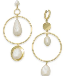 $78 Kate spade GOLD STANDARD GOLD TONE IMITATION PEARL CHANDELIER   earrings J11 - Picture 1 of 6