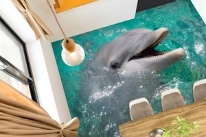 3D Gray Dolphin I5012 Floor WallPaper Murals Wall Print Decal AJ Coco 2024 - Picture 1 of 5