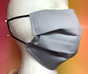 MASCHERA VISO COTONE GRIGIO ARGENTO con tasca+filtro microfibra+filo naso traspirante - Foto 1 di 11