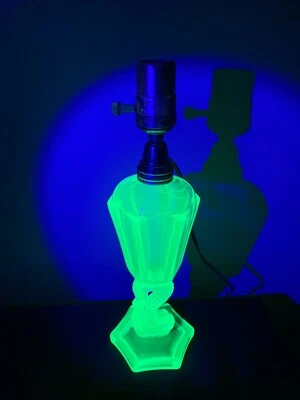 Westmoreland Uranium Glass Art Deco Dolphin Fish koi Fish Lamp - Image 1 of 4