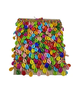 Shell Hanging Latkan Bead Lace for Border, Saree, Suit, Dupatta, Lehenga, Blouse - Picture 1 of 2