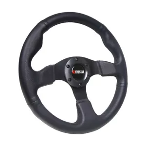 KYOSTAR Upgraded 330mm 13" Flat Perforated leather Steering Wheel & Horn Button - Imagen 1 de 9
