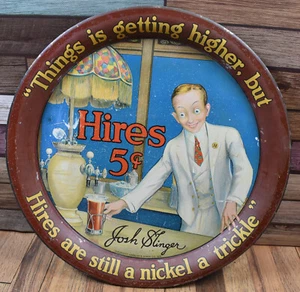 RARE Vintage Hires Root Beer Soda Pop Josh Slinger Tin Litho Advertising Tray - Bild 1 von 7