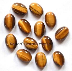 3x5 - 15x20 mm Oval Natural Tiger's Eye Cabochon Loose Gemstone Wholesale Lot