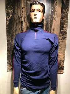 Vintage Early Winters Large Partial Zip up Long Sleeve 43 Blue & Red High Neck  - Picture 1 of 12