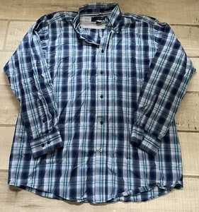 Camisa ARIAT Pro Para Hombres XL Western Manga Larga Abotonada Azul Sarga a Cuadros - Imagen 1 de 9