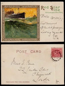 1907 DOVER - RED STAR LINE, Amberes-Nueva York por el artista Hendrick Cassiers - Imagen 1 de 1