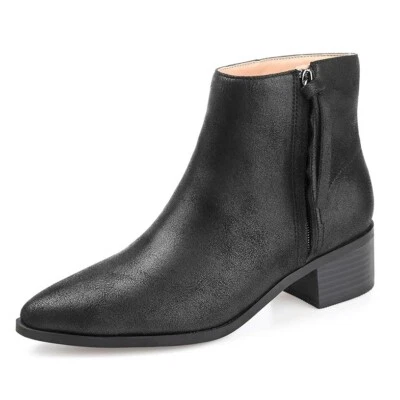 Journee Collection Womens 6.5 M Black Faux Suede Zip Up Ankle Booties NIB IA4 - Image 1 of 4