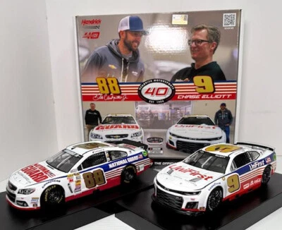 2024 ELLIOTT #9 UNIFIRST EARNHARDT JR #88 2014 NATIONAL GUARD 1/24 2 CAR SET - Image 1 of 4