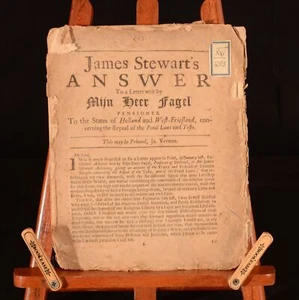 1688 James Stewart's Answer to a Letter Mijn Heer Fagel Glorious Revolution - Picture 1 of 5