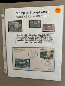 Exhibit Backup Cameroun Stamp on Stamp Africa Scott Cat 199/C118 1925-1969 - Picture 1 of 1