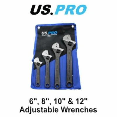 US PRO 4pc Adjustable Wrench / Shifting Spanner Set 6" 8" 10" 12" - 2204 - Image 1 of 4