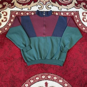 Vintage 90s Roundtree & Yorke Color Block 1/4 Zip Sweatshirt Size M - Picture 1 of 16
