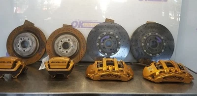 17 MERCEDES BENZ C63S AMG W205 CARBON CERAMIC BRAKE CALIPER SET WITH ROTORS GOLD - Image 1 of 4
